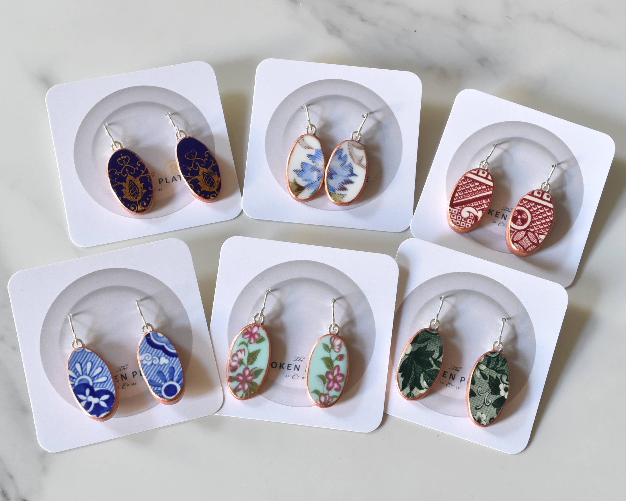 The Broken Plate Pendant Co - Wholesale Dangle Earrings - Broken Plate Dangle Earring - Teardrop Shape6