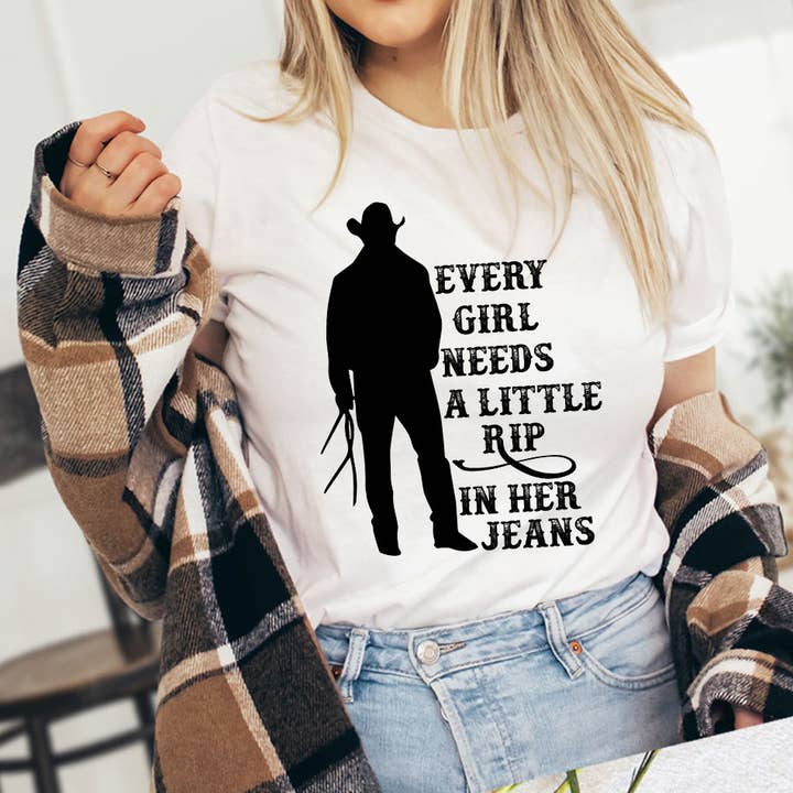 House Of Rodan - Wholesale T-Shirt (Graphic) - Women's - Every Girl Needs A Rip In Jeans - Yellowstone T-Shirt5