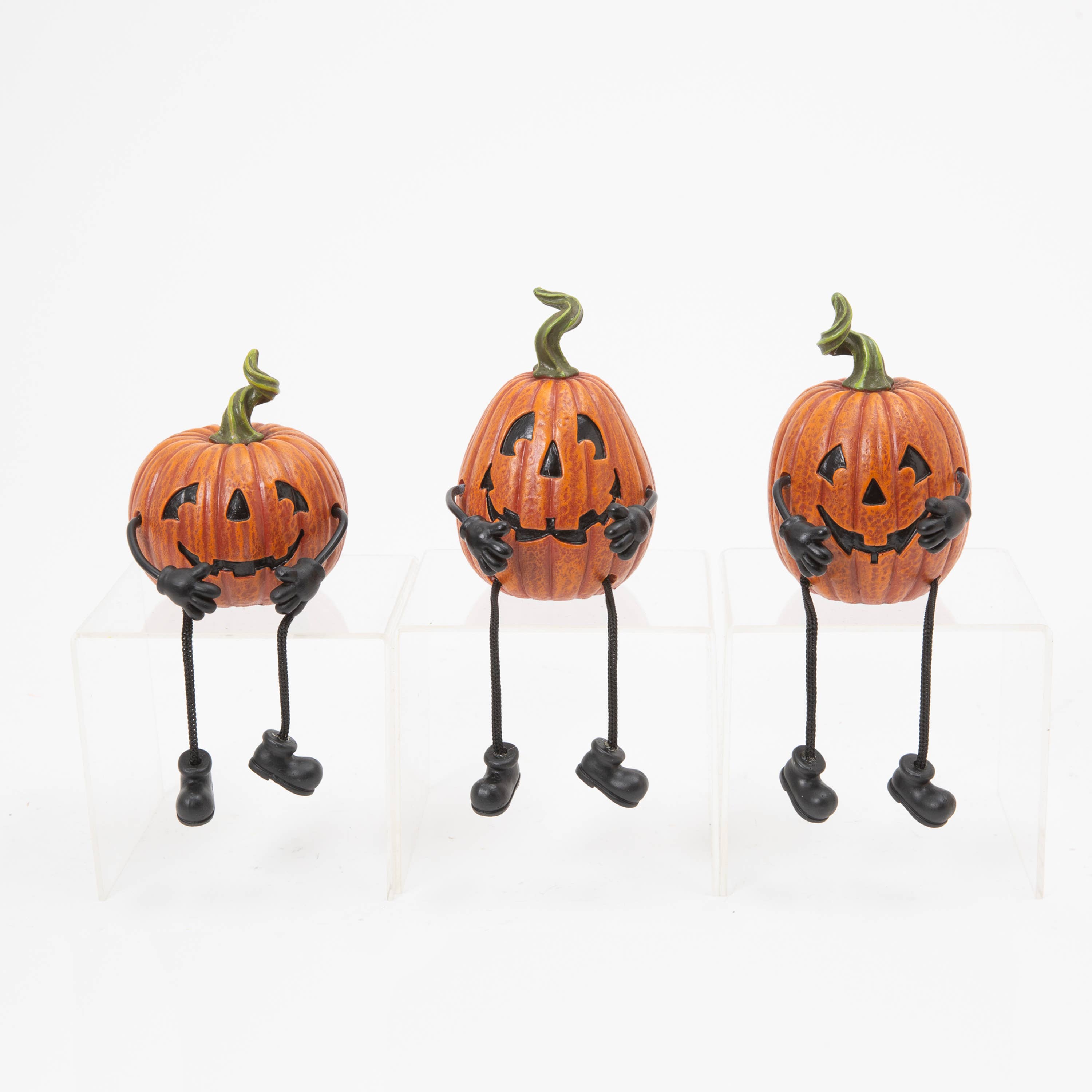 The Gerson Companies - Wholesale Decorative Figurine - Gerson Halloween 4.9"H Resin Halloween Pumpkin Shelf Sitter,1