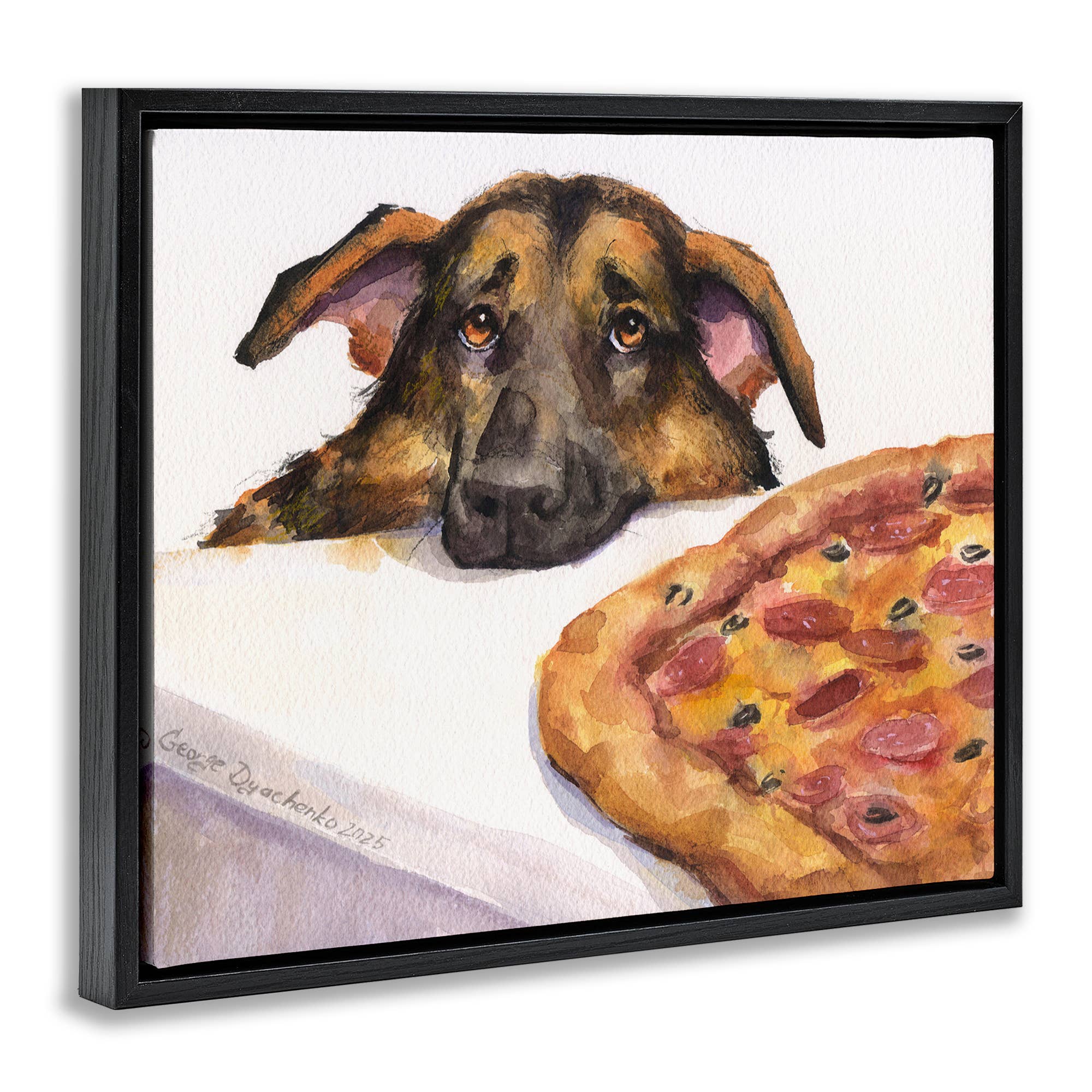Stupell Industries - Wholesale Wall Sign - German Shepherd with Pizza - Framed Wall Art19