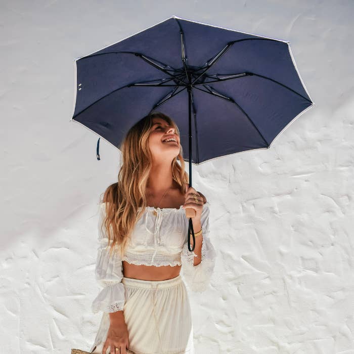 Sun Bella - Wholesale Umbrella – Women's - UPF50+ Compact Cosmopolitan UV Sun Umbrella - Navy with white trim12