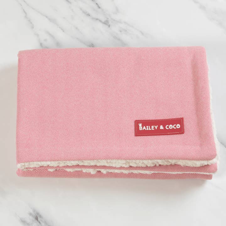 Bubblegum Pink Tweed Dog Blanket - Soft Sherpa Lined for wholesale by Bailey and Coco