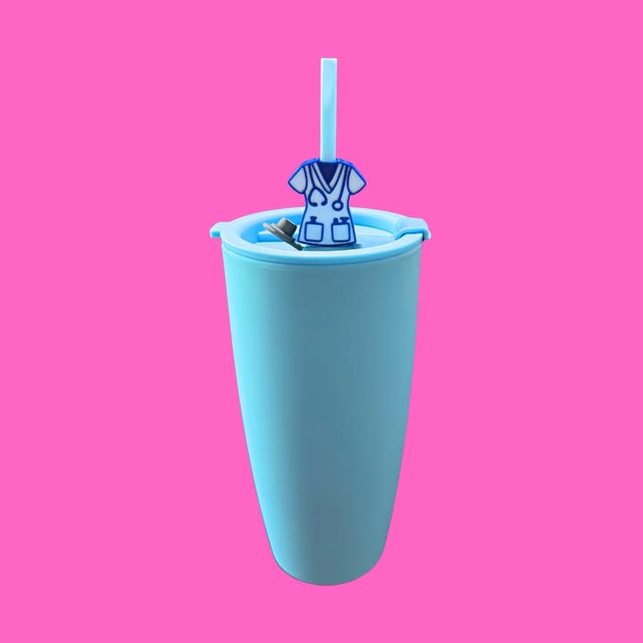 Scrubs 3D Printed Straw Topper and Matte Double Wall Tumbler (27oz) for wholesale by OMG Cups!