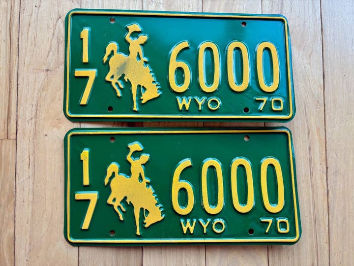 1970 Pair of Wyoming License Plates for wholesale by RusticPlates