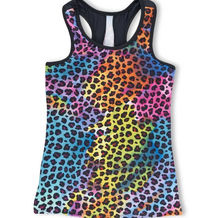 Rainbow Leopard Racer Rückentank für den Großhandel von Girl Power Sport