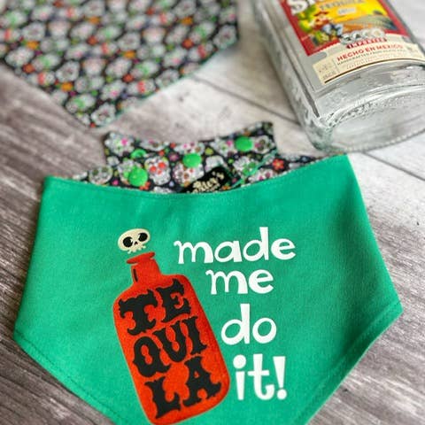 Baxter's Boutique - Wholesale Pet Bandana - Dog - Bandana | Tequila made me do it! / Candy skulls