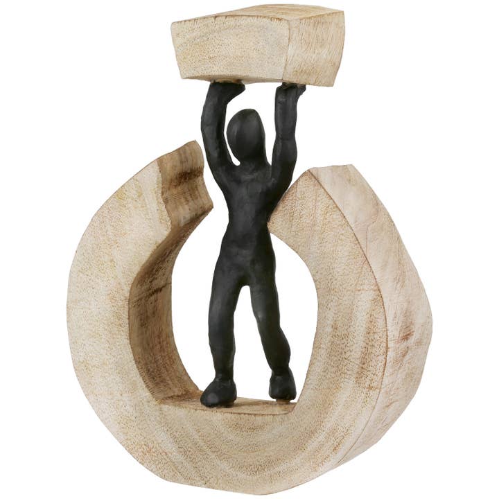 Sculpture ronde, Homme Strong couleur naturelle H. 22,5 cm, VE 2 pour la vente par Gilde Handwerk Macrander GmbH & Co. KG