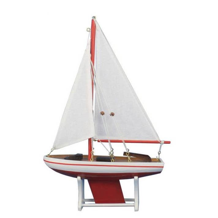 Hampton Nautical – Engroshandel Bordpynt – Dekorativ sejlbåd 12" - Rød Sejlbåd Model