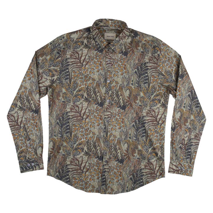 Botanical Classic Long Sleeve - Earth Toned Green Print for wholesale by Stitch Note