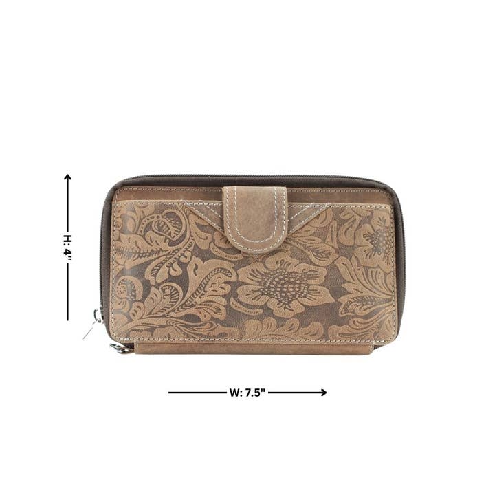 Leather Impressions Inc - Wholesale Wristlet - American Bison Floral Tooled Ladies Wristlet8