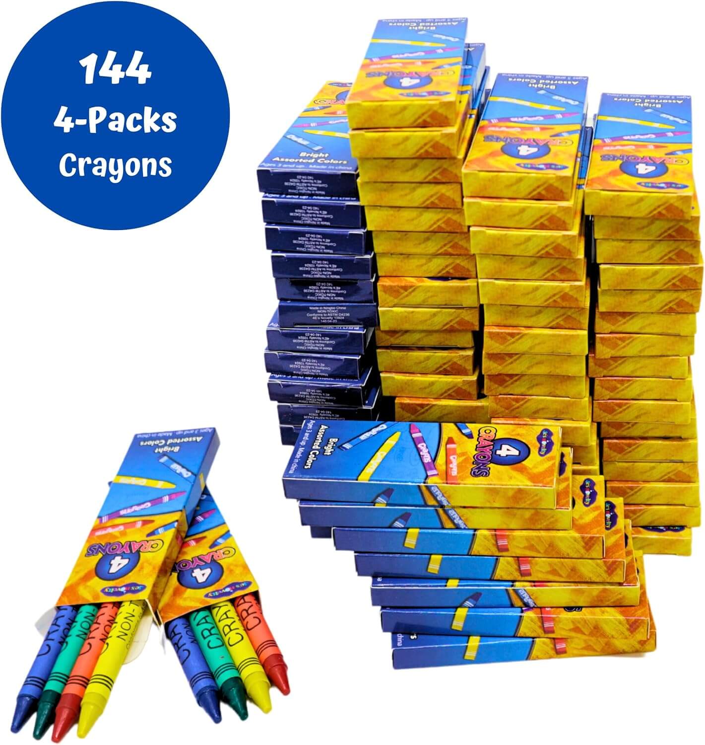 4E's Novelty - Wholesale Crayons - Kids & Baby - 576 Crayons Bulk [144 Sets of 4-Packs] Bulk Crayons for Kids, Classpack Teachers Supplies - Party Favors, Back to School Supplies, Restaurants, Birthday Party Favors. Non-Toxic By 4E�s Novelty6