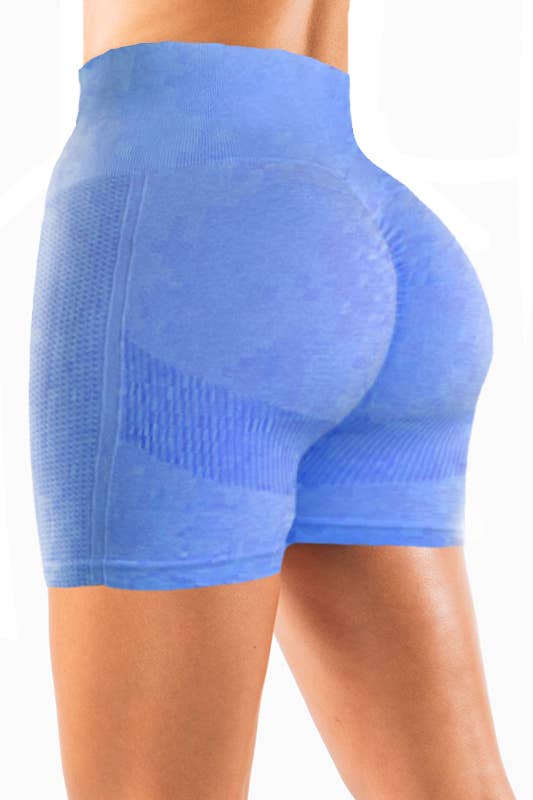 Color 5 - Wholesale Athletic Shorts - Women's - Seamless tow tone H/W scrunch butt lifting yoga shorts0