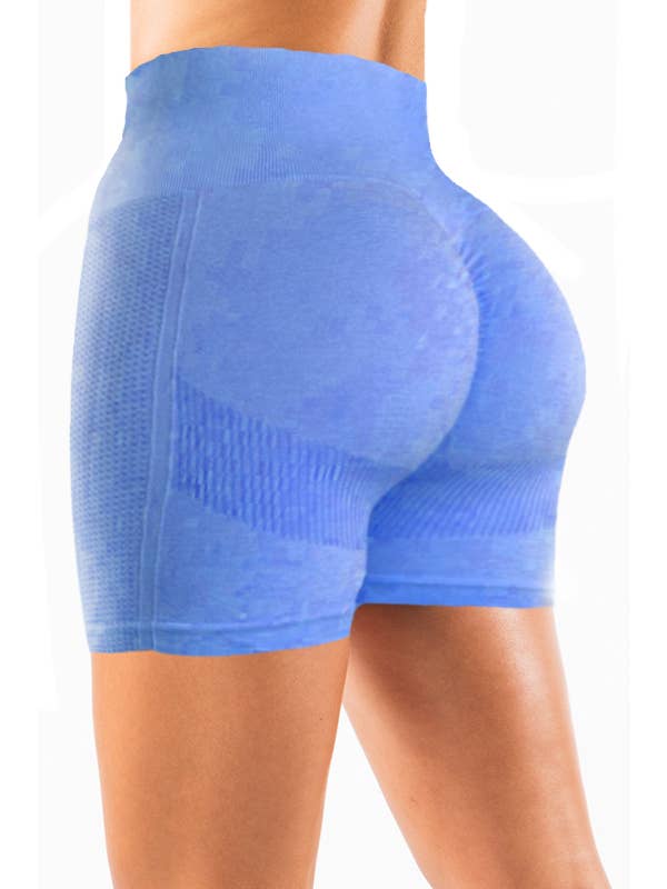 Color 5 - Wholesale Athletic Shorts - Women's - Seamless tow tone H/W scrunch butt lifting yoga shorts