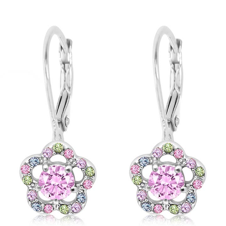 Boucles d'oreilles pendantes à levier fleur pour enfants aux oreilles sensibles pour la vente par Chanteur