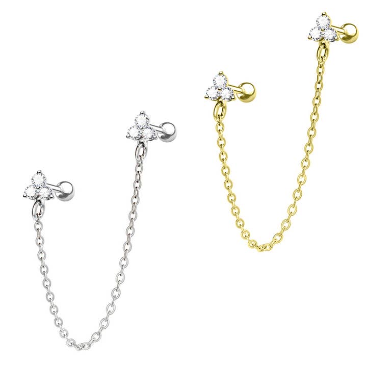 Awaken - Wholesale Single Earring - Crystal Earring with Chain - PO-369