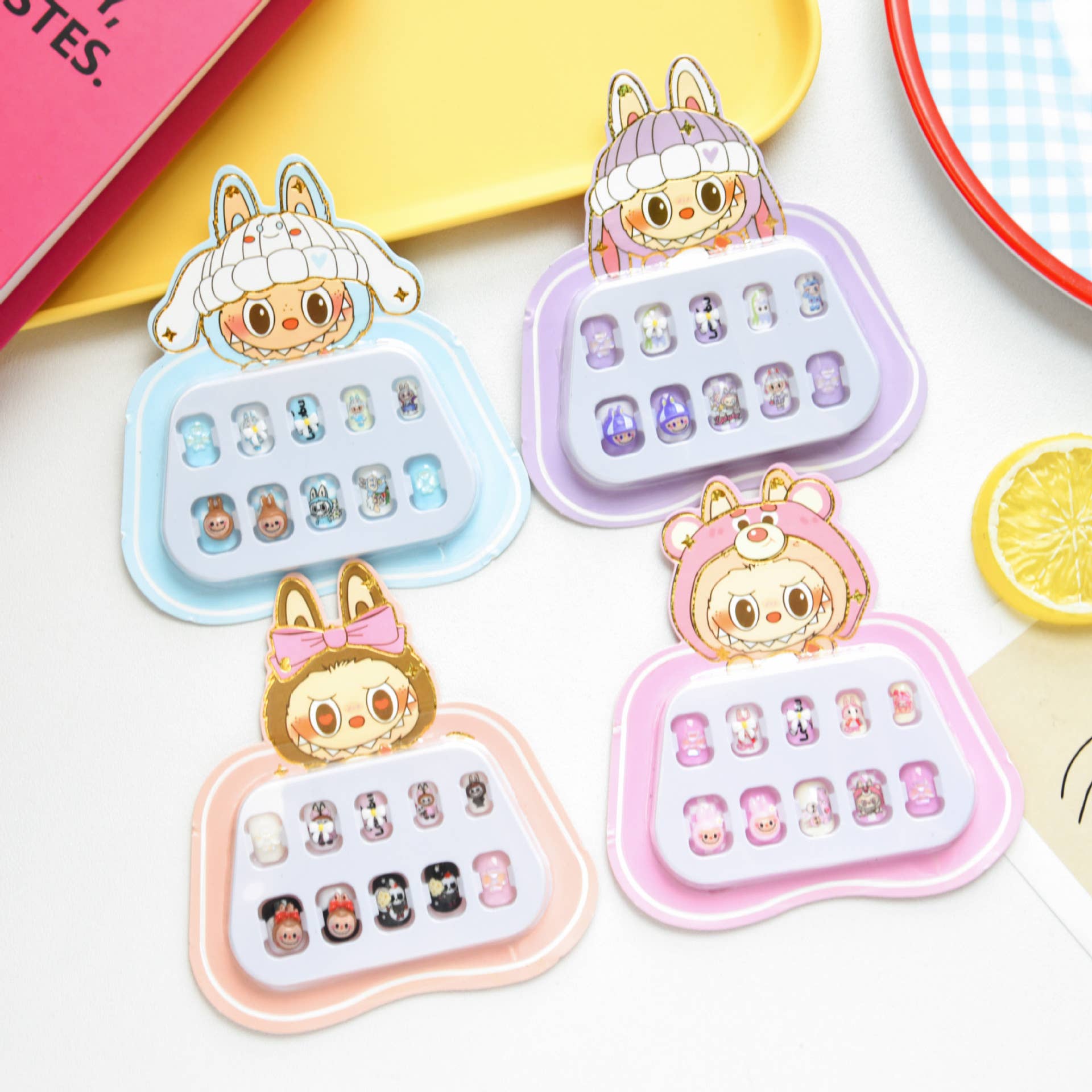 Sparkling Extras - Wholesale Press-On/Fake Nails - Labubu Kids Press-On Nails Purple Cartoon Girls False Nails 3