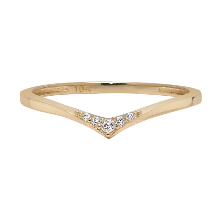 10k massivt guld Multi CZ Chevron Ring för wholesale av Ofina Jewelry