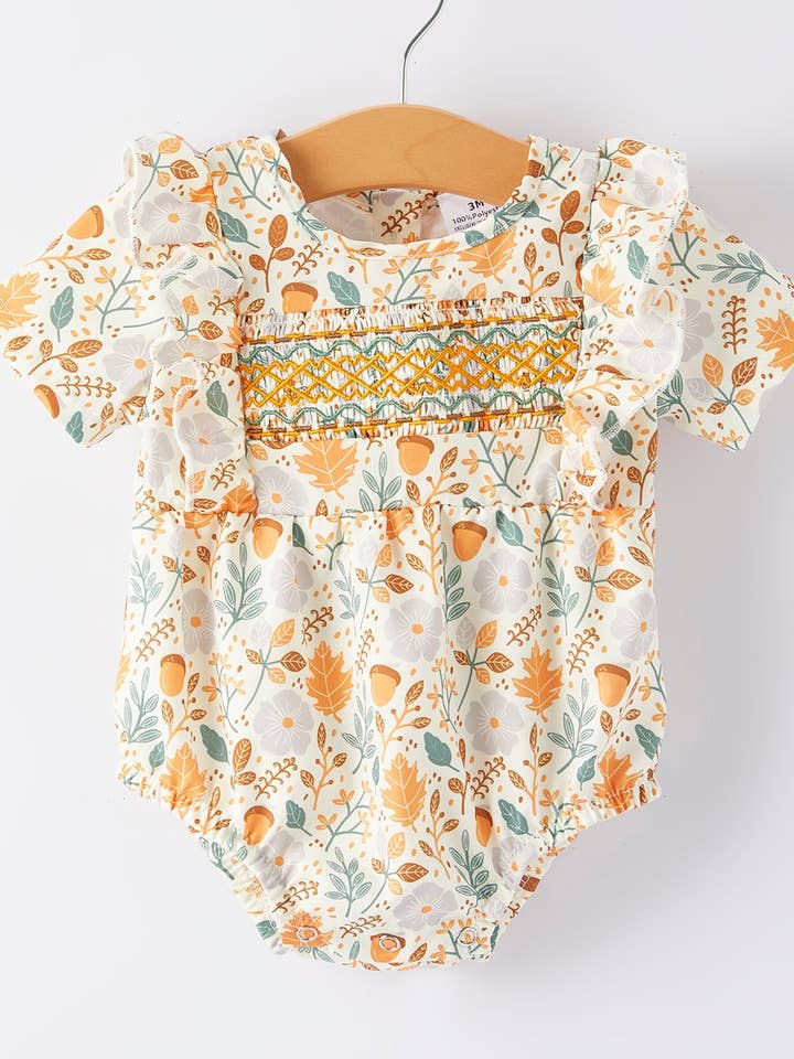 Girls Floral Print Romper for wholesale by Rylee Faith Designs