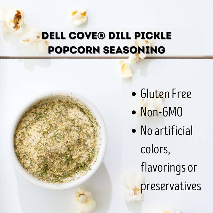 Dell Cove Spices & More Co. - Wholesale Dried spice mix - Dill Pickle Popcorn Seasoning - Tangy, Sour Snack Topping3