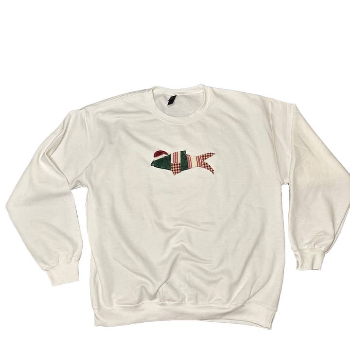 Christmas Holiday Patchwork Fish with Santa Hat for wholesale by Slow Rise LLC