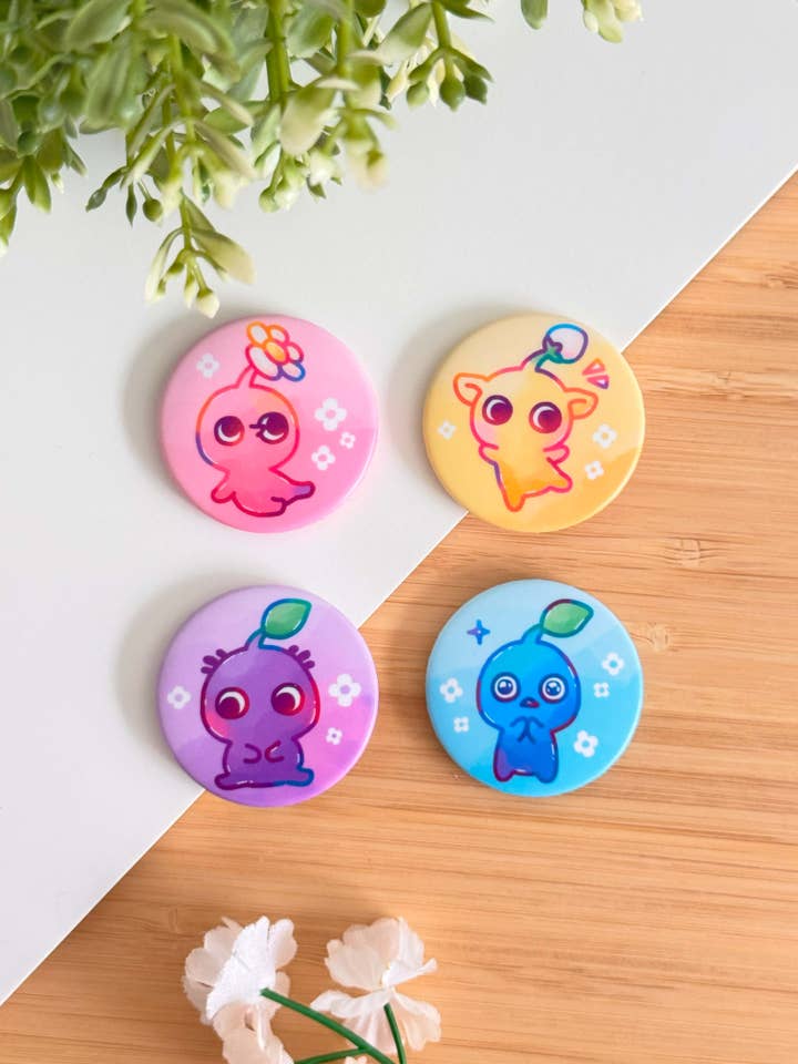 Pikmin Button Magnet Set for wholesale by Shiku Designs