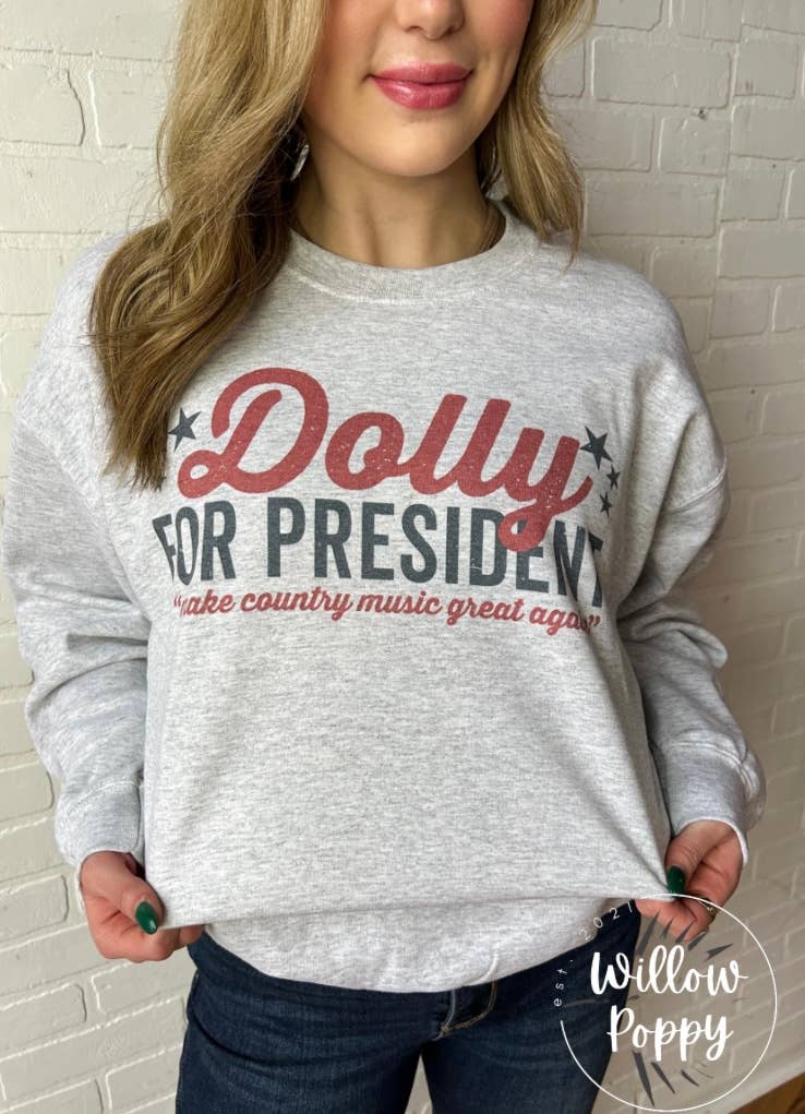 Willow Poppy - Wholesale Graphic Sweatshirt - Women's - Dolly For President Graphic Crewneck3