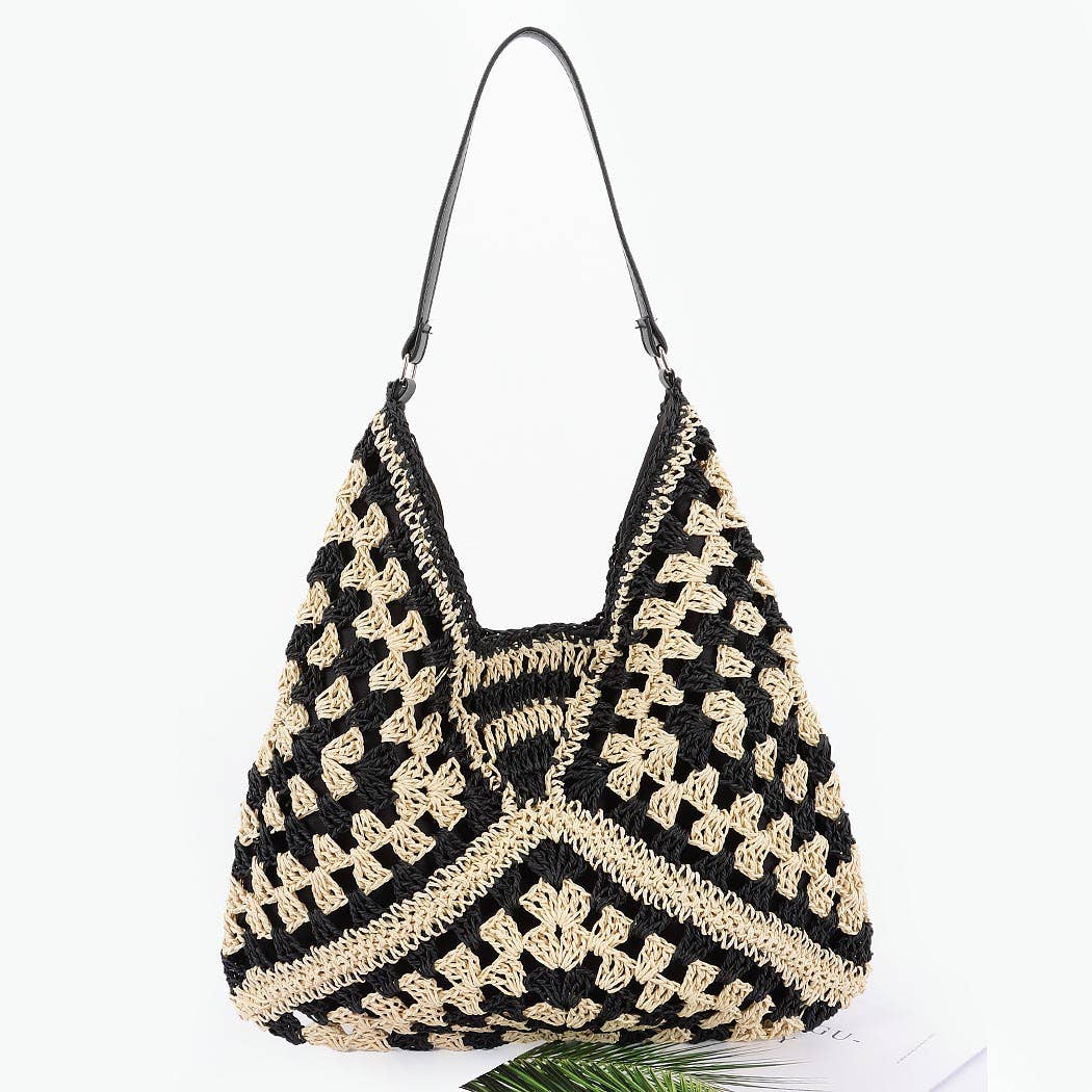 3AM BY H&D ACCESSORIES - Wholesale Beach Bag - Faux Straw Hobo Bag0