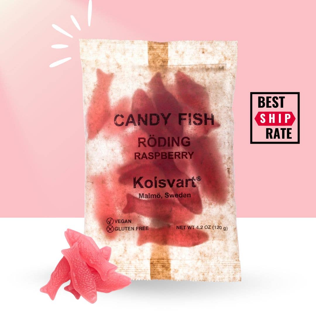 Casacella Foods - Wholesale Gummy - Kolsvart Roding Raspberry Candy Fish 4.25 oz (125 g)