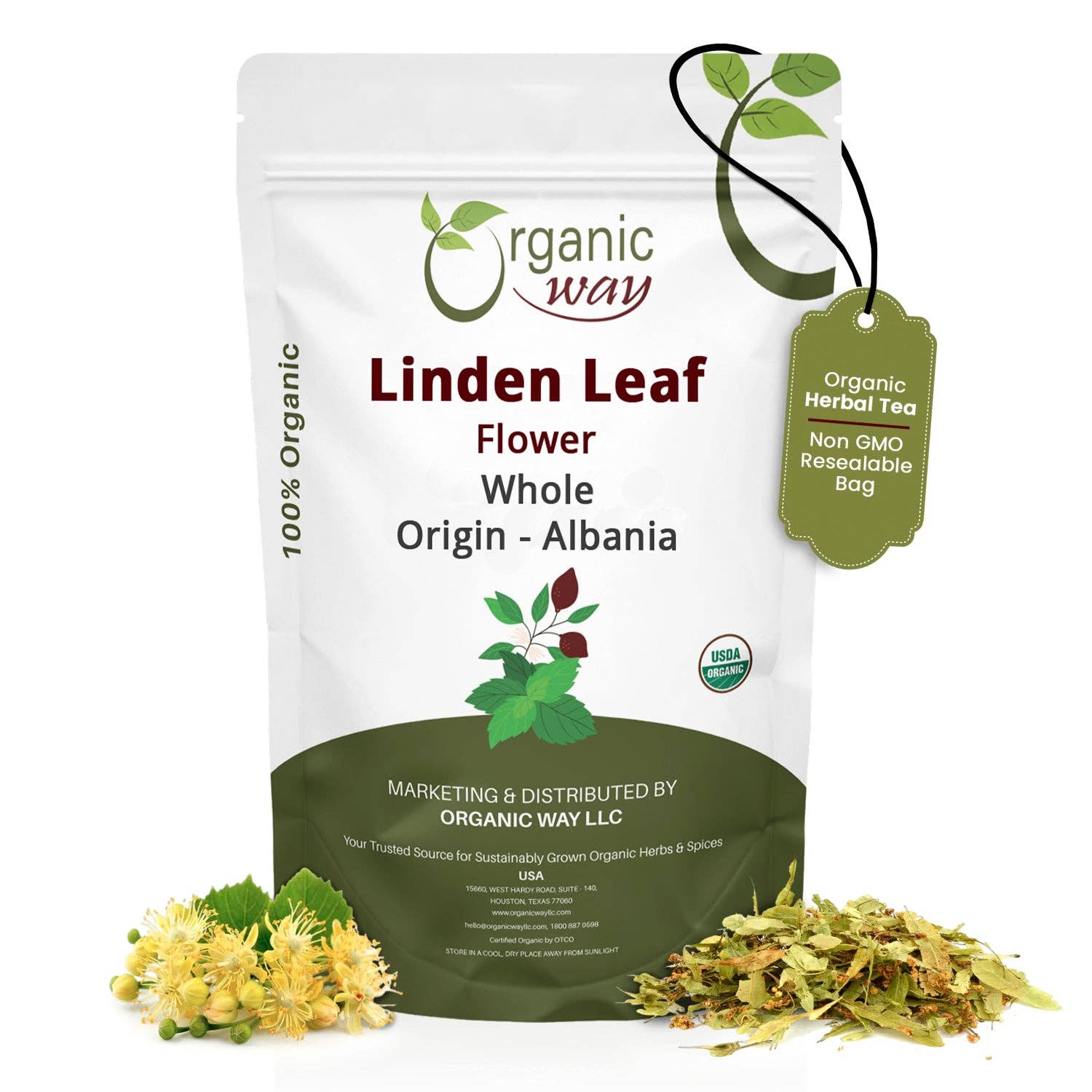 Organic Way LLC - Wholesale Losse thee - Lindebloesem & Blad Kruidenthee Bloesem & Culinaire Gebruik | Europees Wild-Oogst | Koosjer & USDA Gecertificeerd | Veganistisch, Non-GMO & Glutenvrij | 100% Rauw uit Albanië0