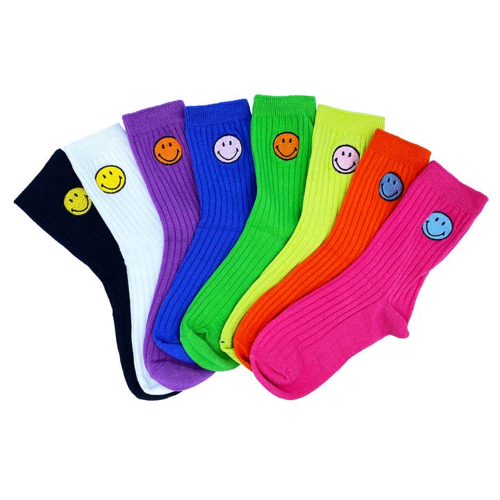 Happy Face Patch Tube Socks for Kids Amazing Christmas Gift for wholesale by Malibu Sugar
