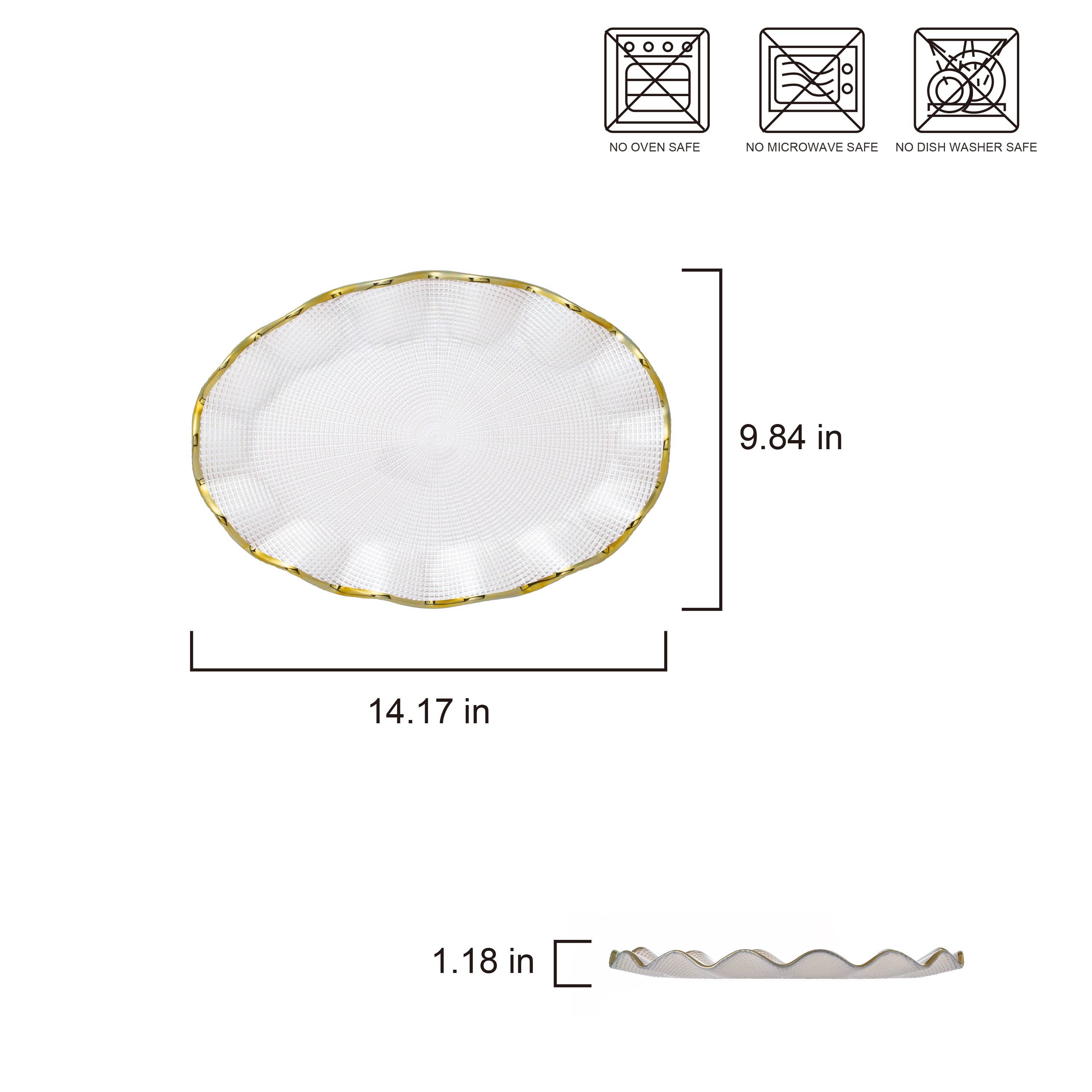 Gifts Plus - Wholesale Platter - 14.17" Oval Glass Platter #RJ2682-014G (Case Pack 12)1