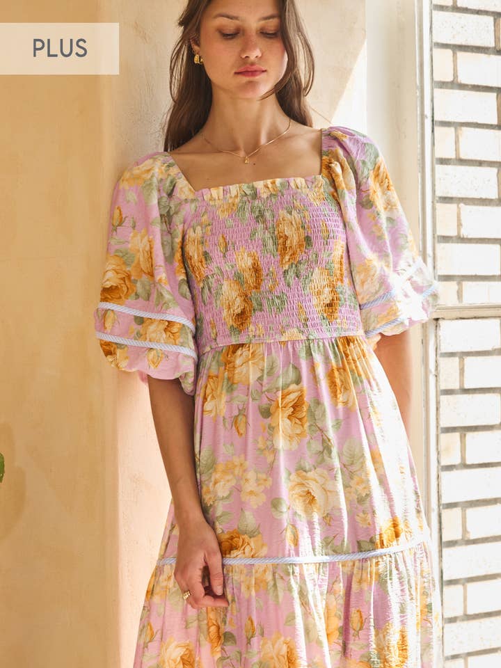 Maxi abito Plus con stampa floreale per la vendita all'ingrosso da parte di Oddi