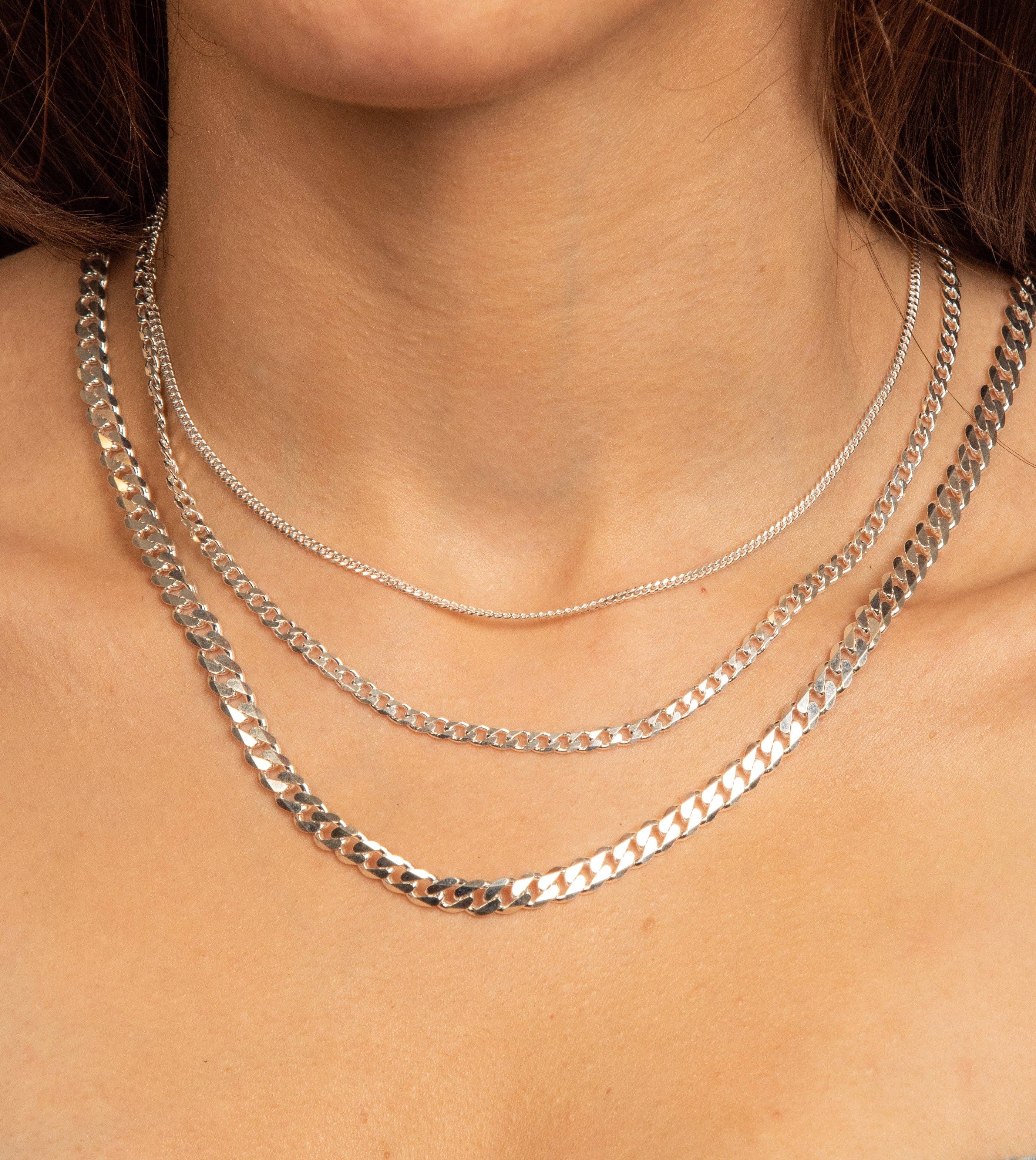 Olive & Chain - Wholesale Link & Chain Necklace - Silver Curb Link Chain Necklace4