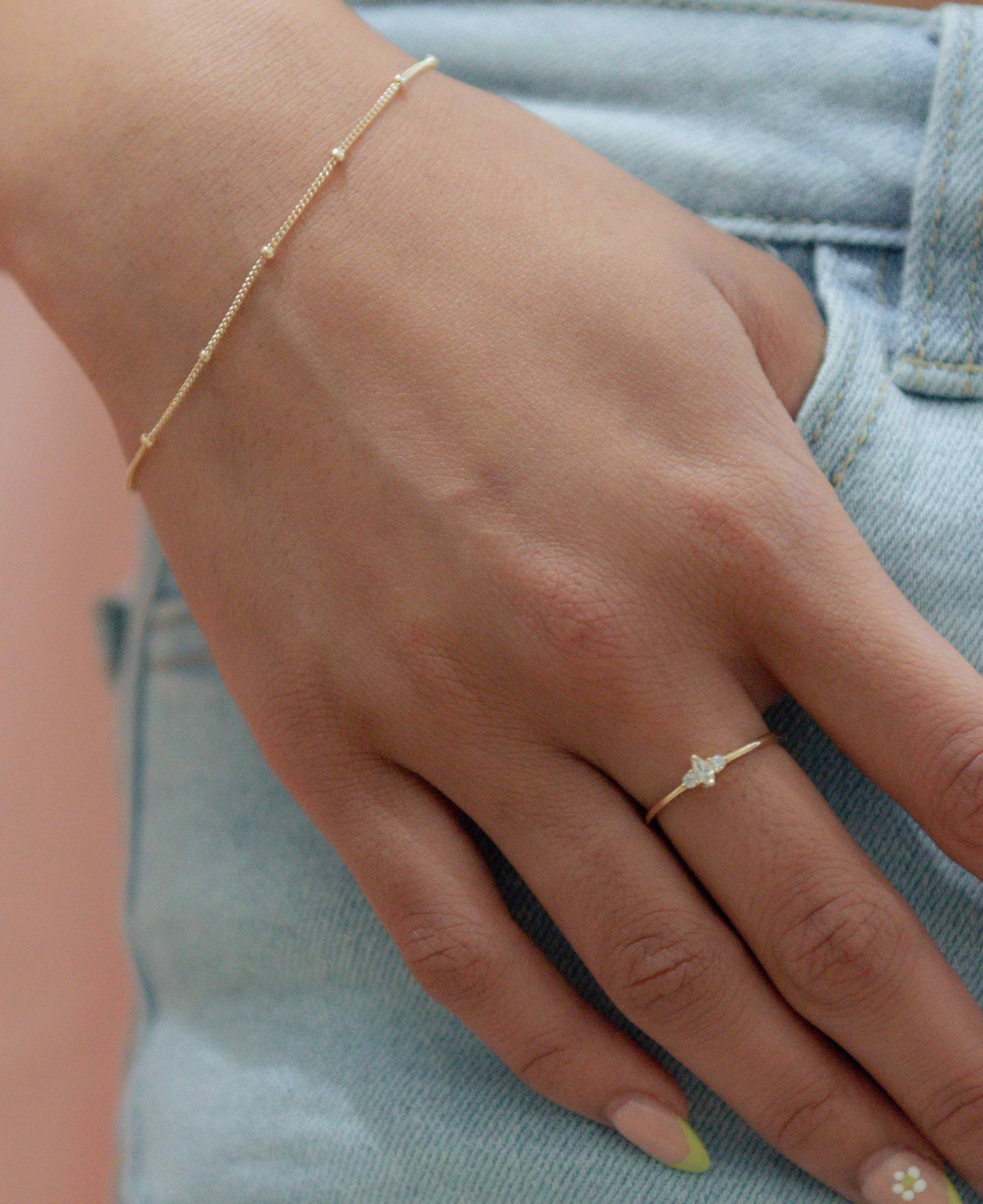 Ofina Jewelry - Wholesale Link & Chain Bracelet - 14K SOLID GOLD BALL CHAIN BRACELET2