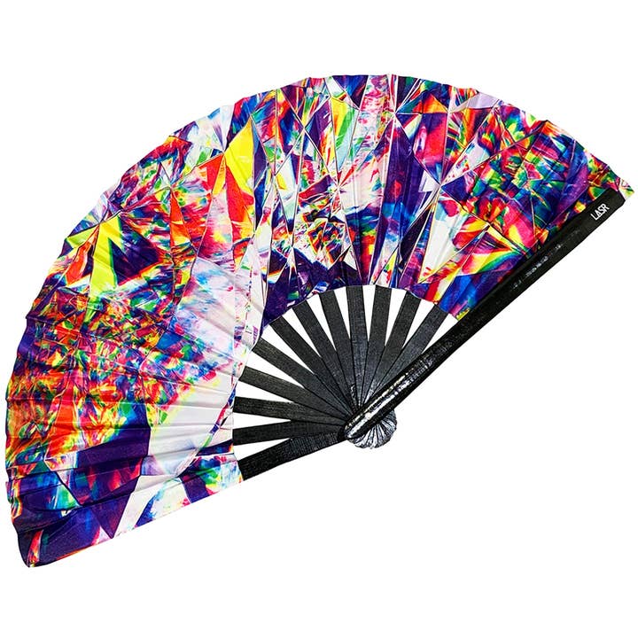LASR - Wholesale Handheld Folding Fan - Kaleidoscope Shock Rave Fan