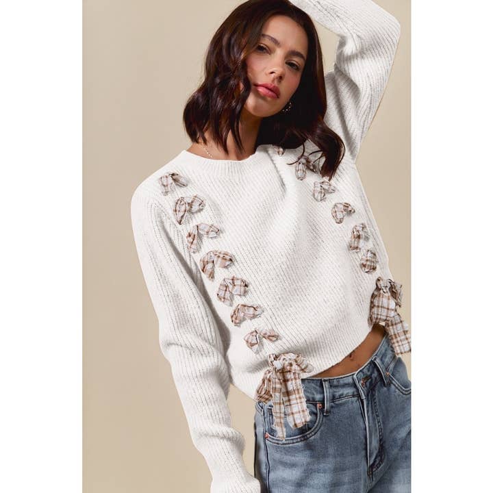 Haut à lacets en tricot à carreaux et à ruban. pour la vente par IVE