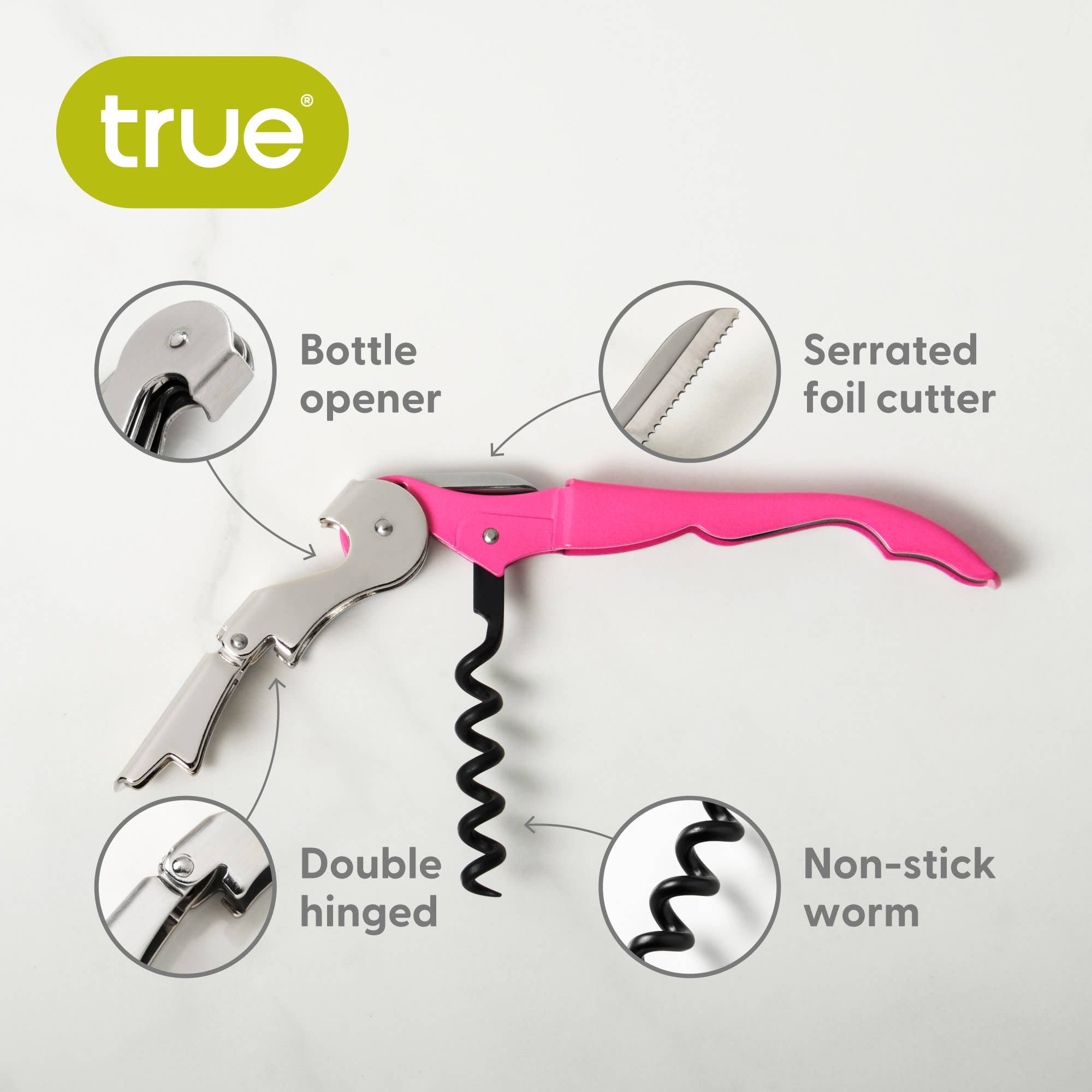 TRUE - Vente Ouvre-bouteille/tire-bouchon - Truetap Tire-bouchon à double charnière COULEURS ASSORTIES50