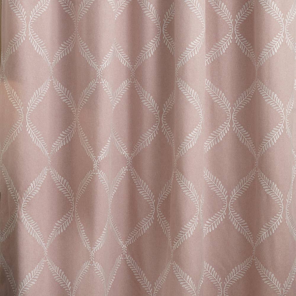 Olivia Lattice Embroidered Pencil Pleat Curtains Blush for wholesale on Faire3