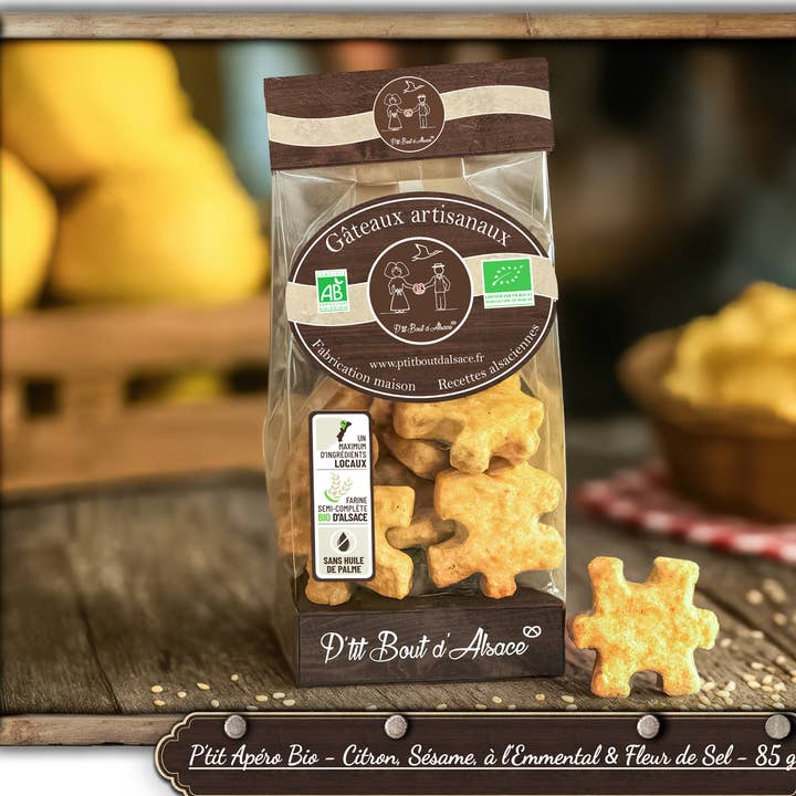 Little Organic Appetizer - Lemon, Sesame - 85 g for wholesale by P'TIT BOUT D'ALSACE