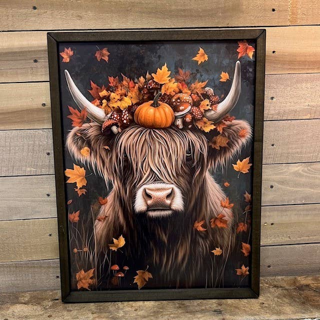 HMK095 Quadro de Outono Highland Box por atacado de JanMichaels Art & Home