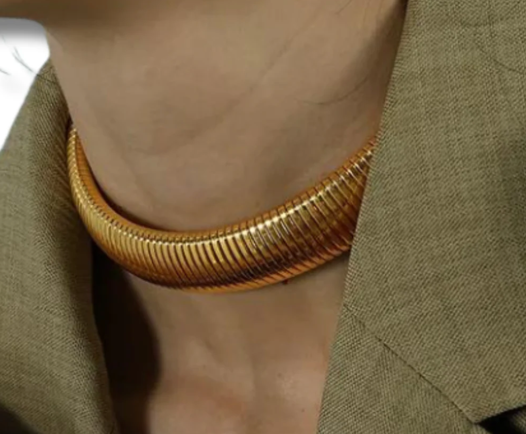 HoopLa - Wholesale Choker/Collar - Tobogas, Cobra Omega Collar Necklace- Steel7