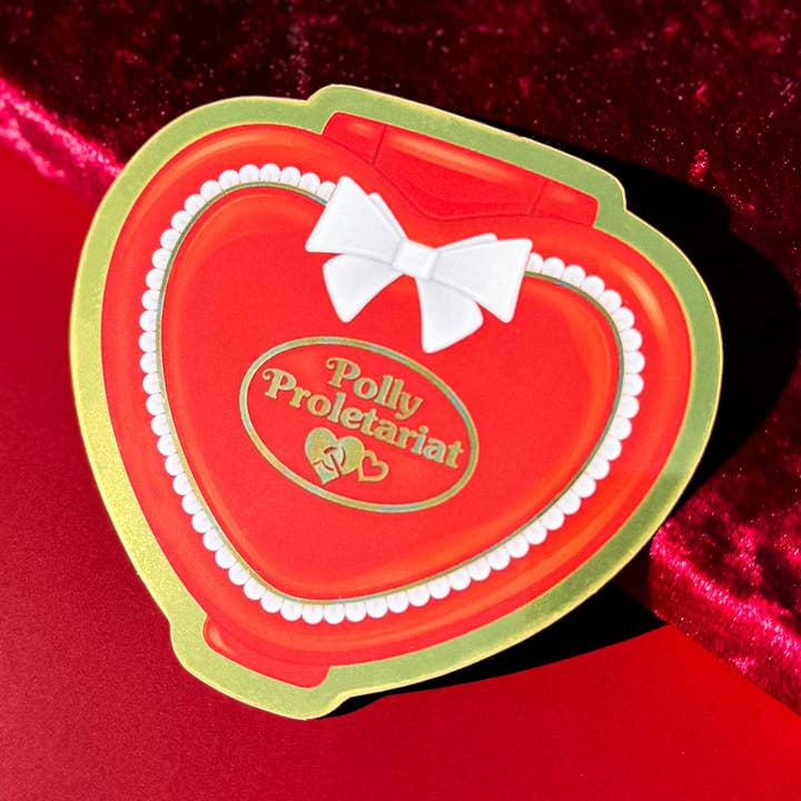 Polly Proletariat Commie Compact Metallic Gold Sticker for wholesale by Sassed Studios