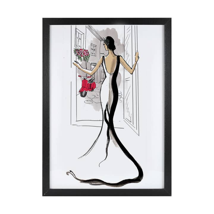 New! Fashion Illustration -bella, White Dress for wholesale by Susan Kerian, Illustrator