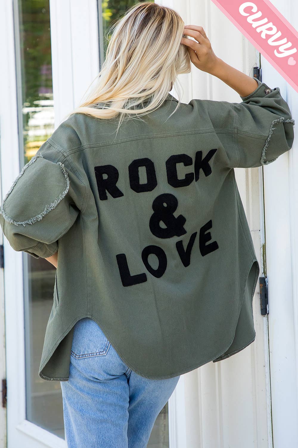 Sweet Lovely by Jen - Wholesale Shirt Jacket/Shacket - Women's - PLUS SIZE COTTON  SHACKET WITH EMBROIDER PATCH 0