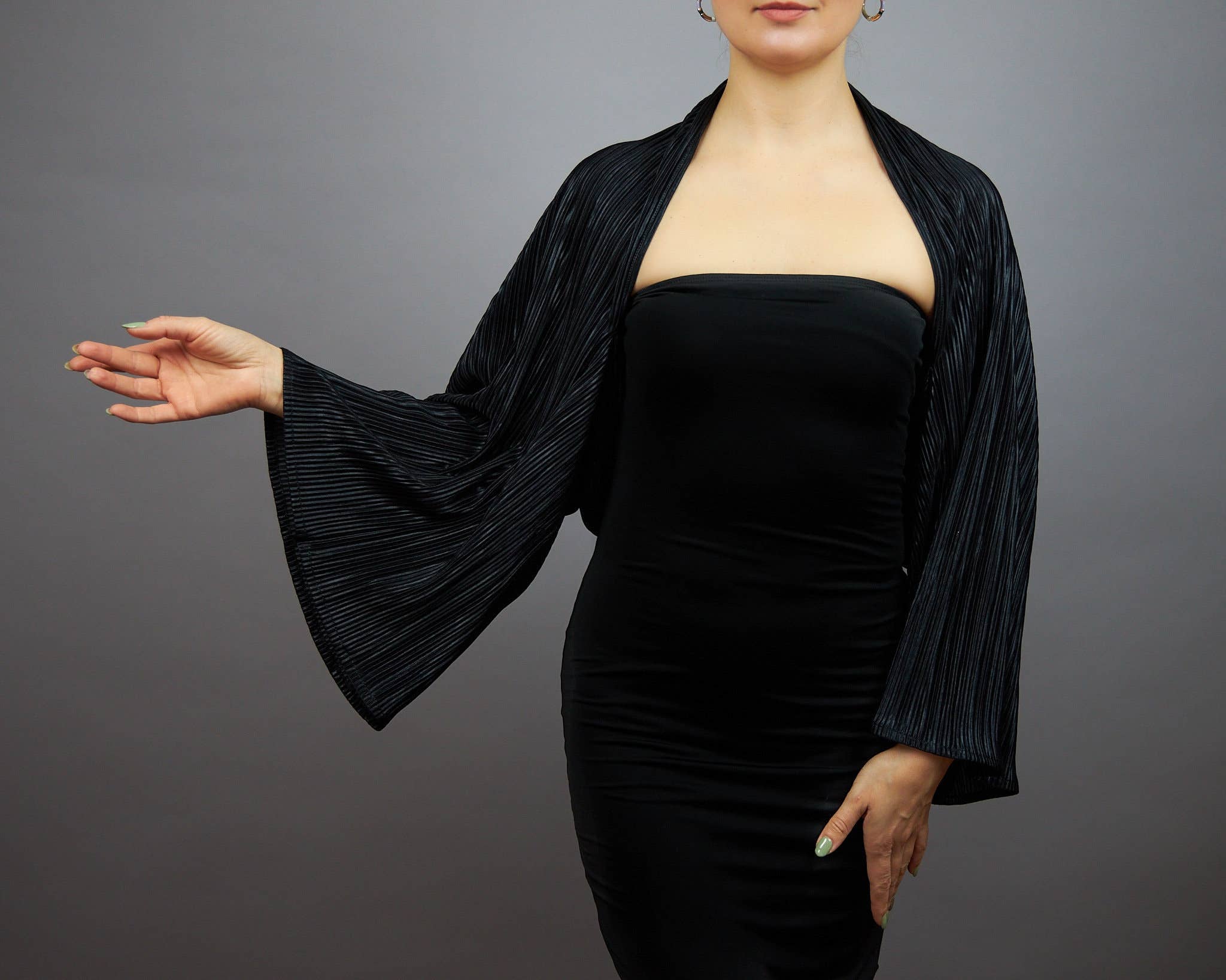 BridalSpain - Wholesale Capelet - Dames - Zwarte of Grijze Stretch Capelet Omslag Shrug Bolero Jas