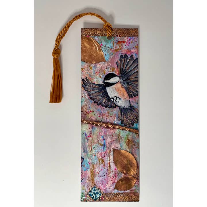 Bookmark w/ Chickadee | 2-Sided w/ Tassel | Book Club Gift for wholesale by Forever Caroline LLC