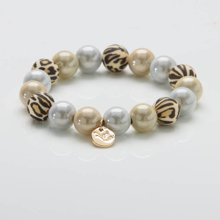 Leopard Deluxe Pearl Bracelet for wholesale by Ella in Love