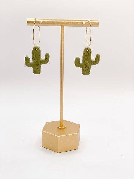 The Kristen in Olive Green on Gold Hoops for wholesale by Charm and Clay