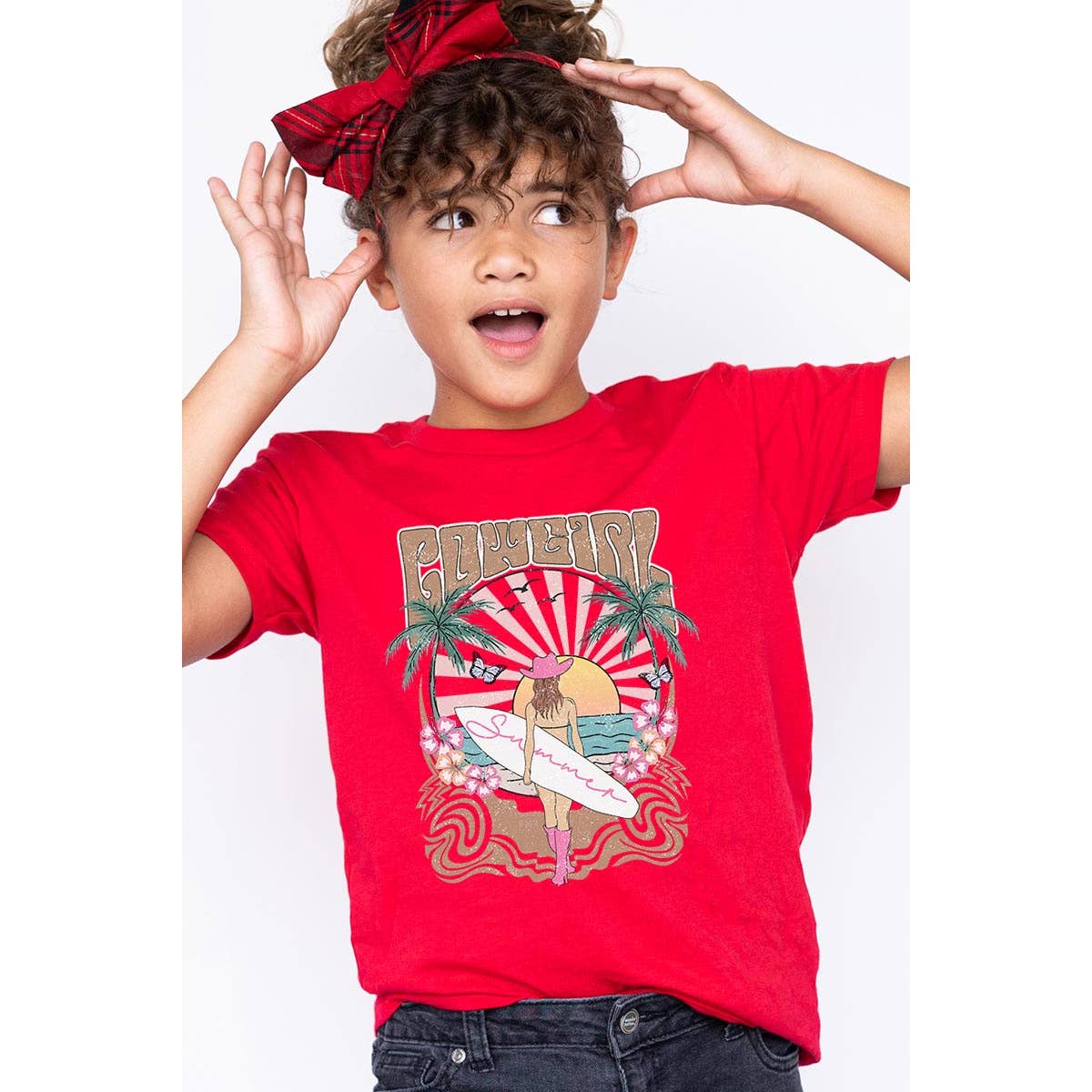 COLORBEAR - Wholesale Screen Printed T-Shirt - Kids - Western Cowgirl Surfer Beach Kids Graphic T Shirts8