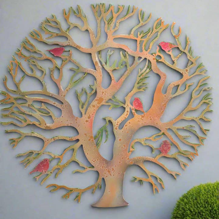 Marissa's Gifts - Wholesale Wall Accent - Tree of life bronze with peeling colourful effect wall art for outdoors and indoors 60cm